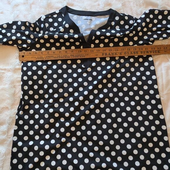Lands' End Quick Dry Swim Cover-up Dress Black with White Polka Dots L Large - Picture 11 of 13